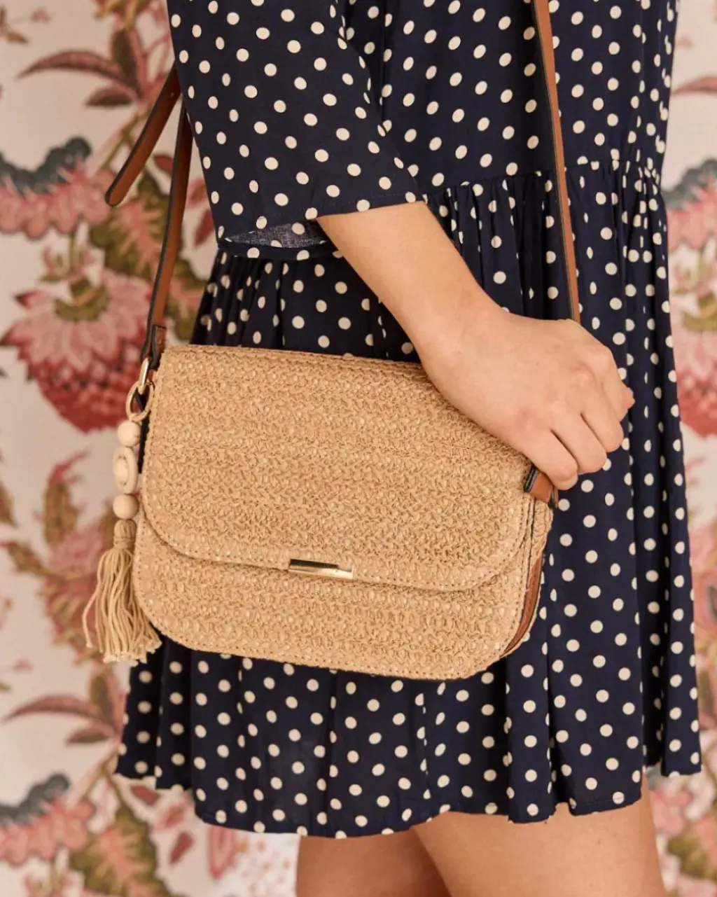 Polin et moi Bolsos*Bandolera Rafia Vera beige