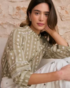 Polin et moi Maternidad|Blusas Y Camisas*Blusa Bordados Flores Elle pistacho