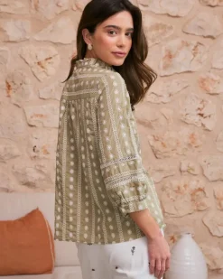 Polin et moi Maternidad|Blusas Y Camisas*Blusa Bordados Flores Elle pistacho