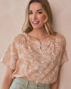 Polin et moi Maternidad|Blusas Y Camisas*Blusa Con Bordado Martha camel