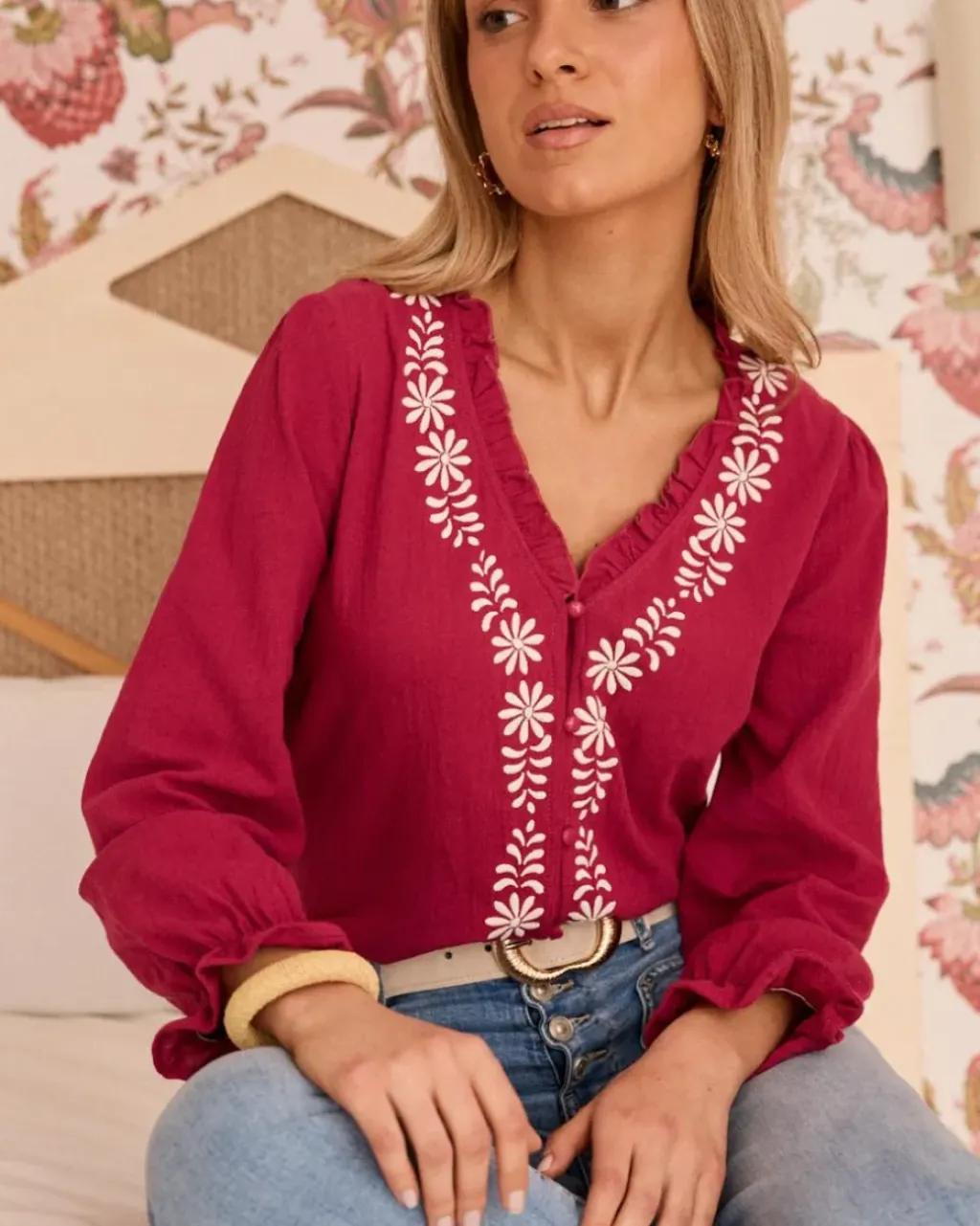 Polin et moi Maternidad|Blusas Y Camisas*Blusa Estampado Rosalía cereza