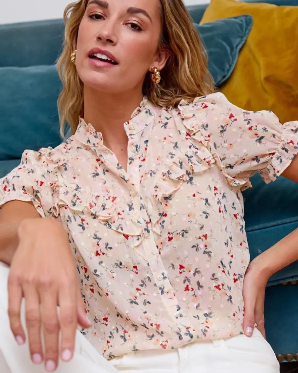 Polin et moi Blusas Y Camisas*Blusa Flor Cruma Crudo