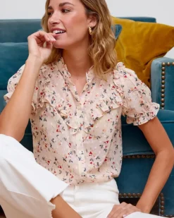 Polin et moi Blusas Y Camisas*Blusa Flor Cruma Crudo