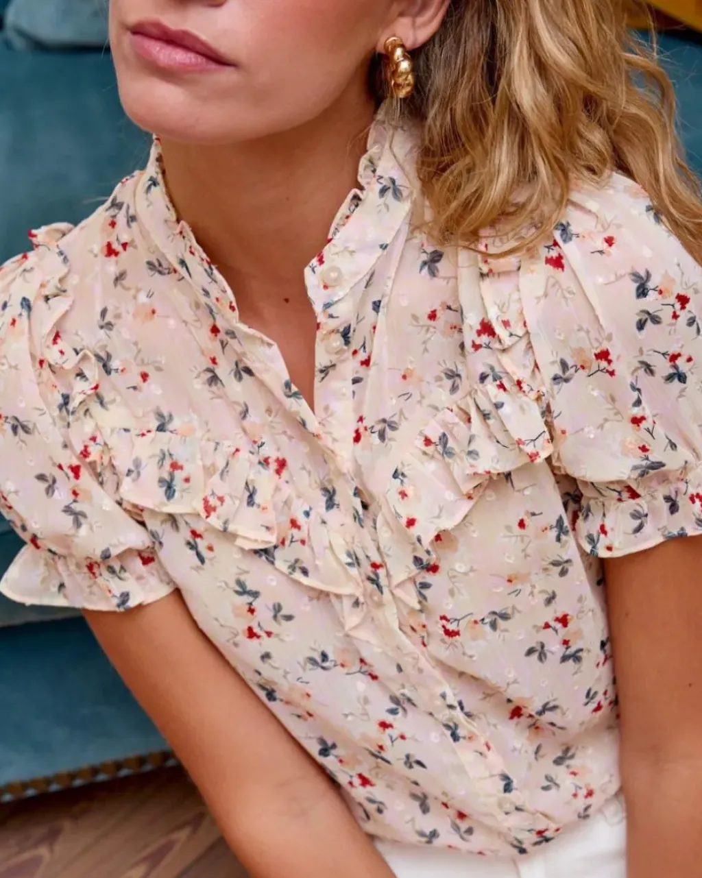 Polin et moi Blusas Y Camisas*Blusa Flor Cruma Crudo