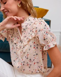Polin et moi Blusas Y Camisas*Blusa Flor Cruma Crudo