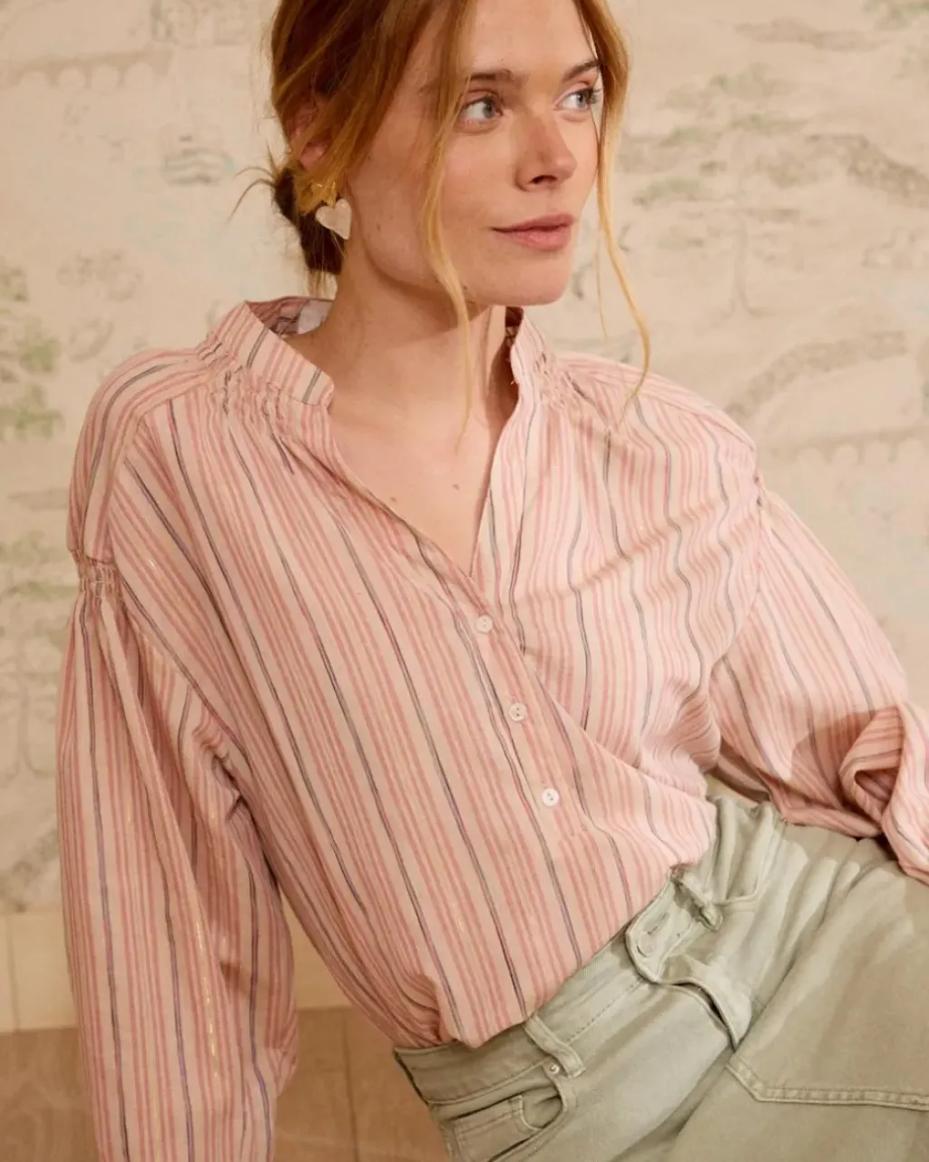 Polin et moi Blusas Y Camisas|Maternidad*Blusa Rayas Lurex Linda Rosa