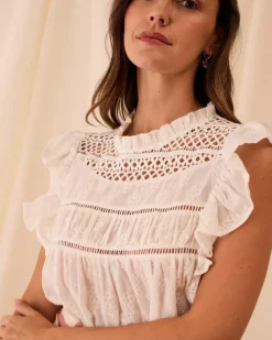 Polin et moi Blusas Y Camisas*Blusa Volantes Catrina blanco