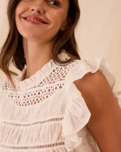 Polin et moi Blusas Y Camisas*Blusa Volantes Catrina blanco