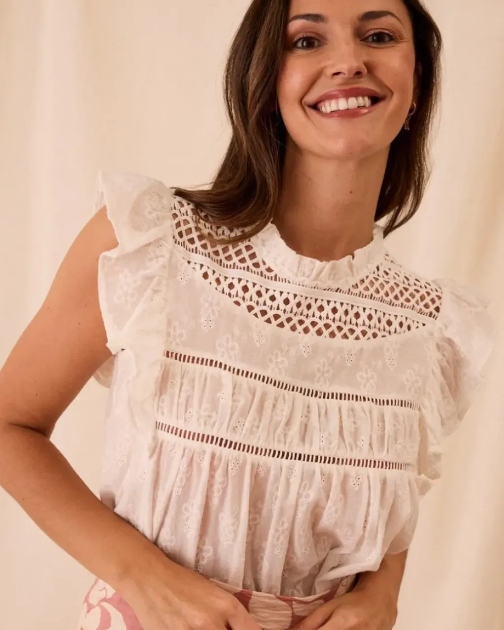 Polin et moi Blusas Y Camisas*Blusa Volantes Catrina blanco