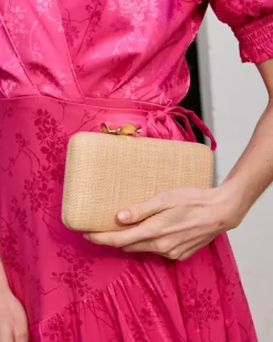 Polin et moi Bolsos*Bolso Rafia Flor Dorada BEIGE
