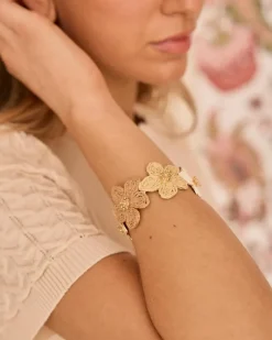 Polin et moi Bisuteria*Brazalete Flor Ametista beige