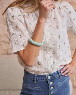 Polin et moi Bisuteria*Brazalete Rafia Lirio Celeste