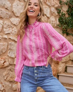 Polin et moi Blusas Y Camisas|Maternidad*Camisa Bordada Tibi Fucsia