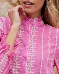 Polin et moi Blusas Y Camisas|Maternidad*Camisa Bordada Tibi Fucsia