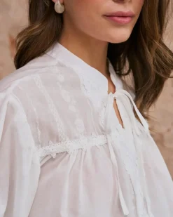 Polin et moi Blusas Y Camisas*Camisa Bordado Escote Lucinda BLANCO