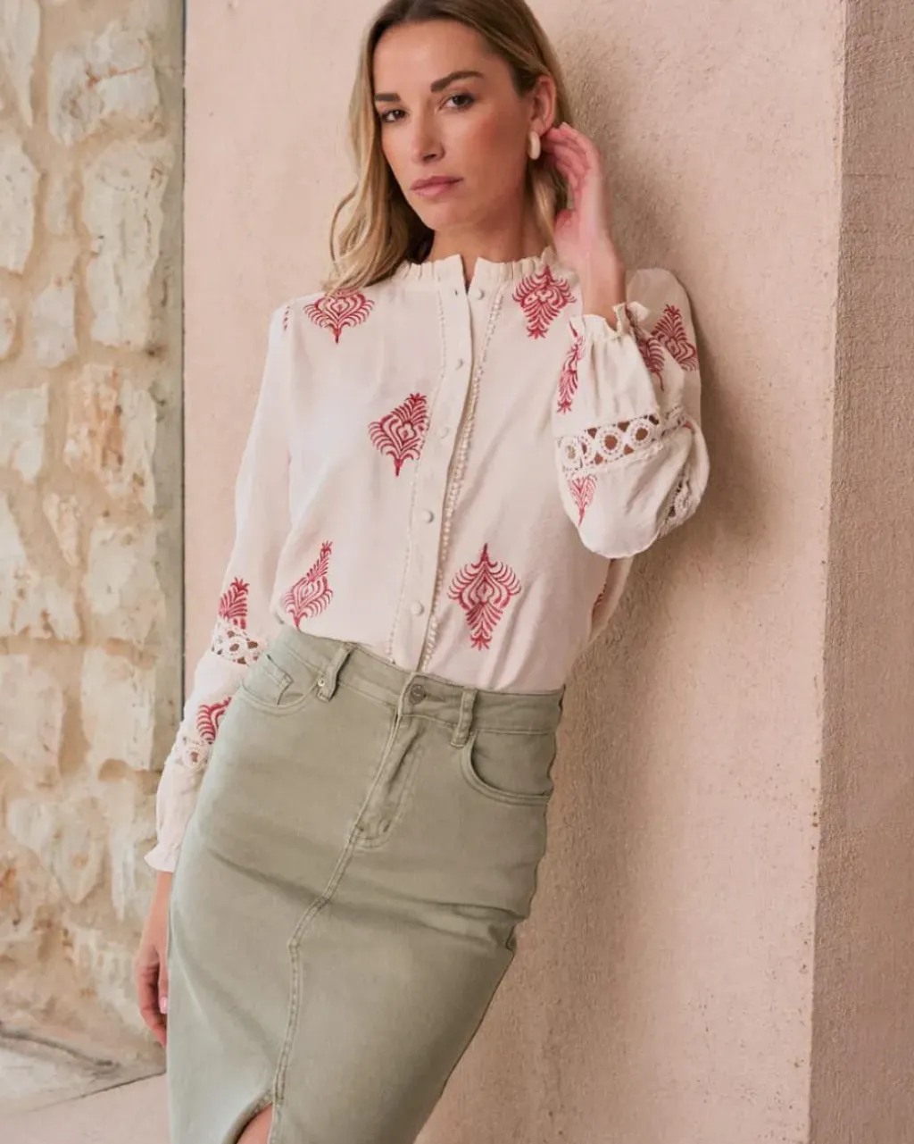 Polin et moi Maternidad|Blusas Y Camisas*Camisa Bordado Herena Crudo