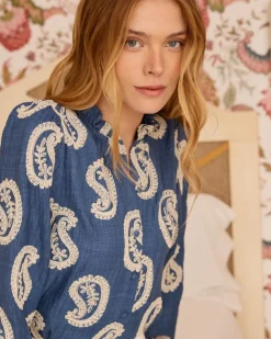 Polin et moi Maternidad|Blusas Y Camisas*Camisa Bordado Paisley Helia DENIM