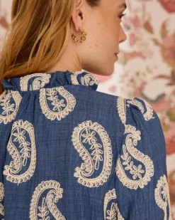 Polin et moi Maternidad|Blusas Y Camisas*Camisa Bordado Paisley Helia DENIM