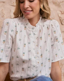 Polin et moi Blusas Y Camisas*Camisa Flores Manga Daria blanco