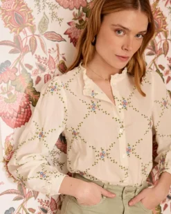 Polin et moi Blusas Y Camisas*Camisa Flores Perlina Crudo