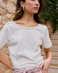 Polin et moi Camisetas Y Tops*Camiseta Trenzado Aubrienne blanco