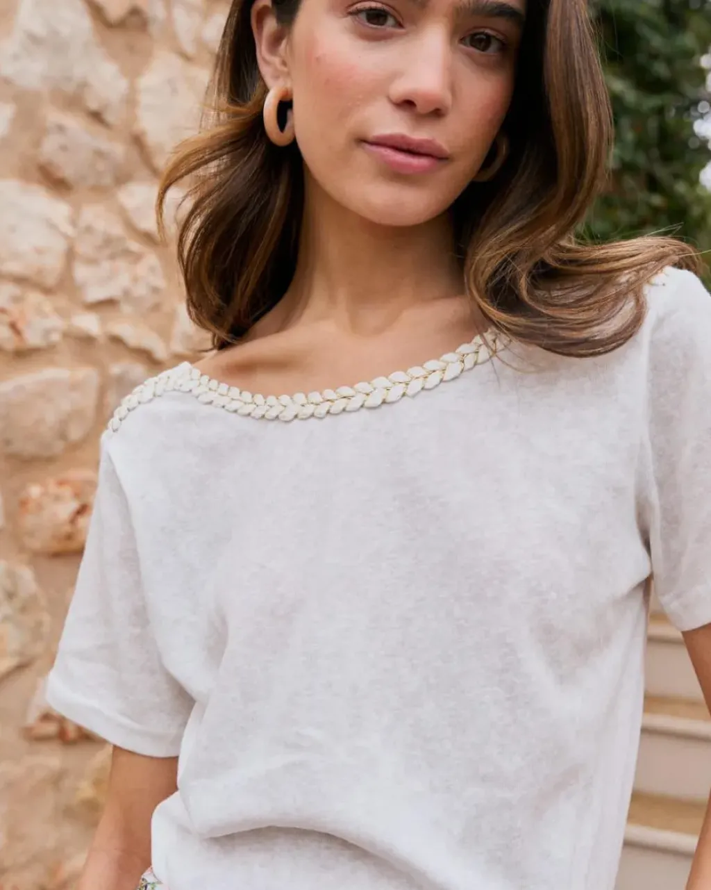 Polin et moi Camisetas Y Tops*Camiseta Trenzado Aubrienne blanco