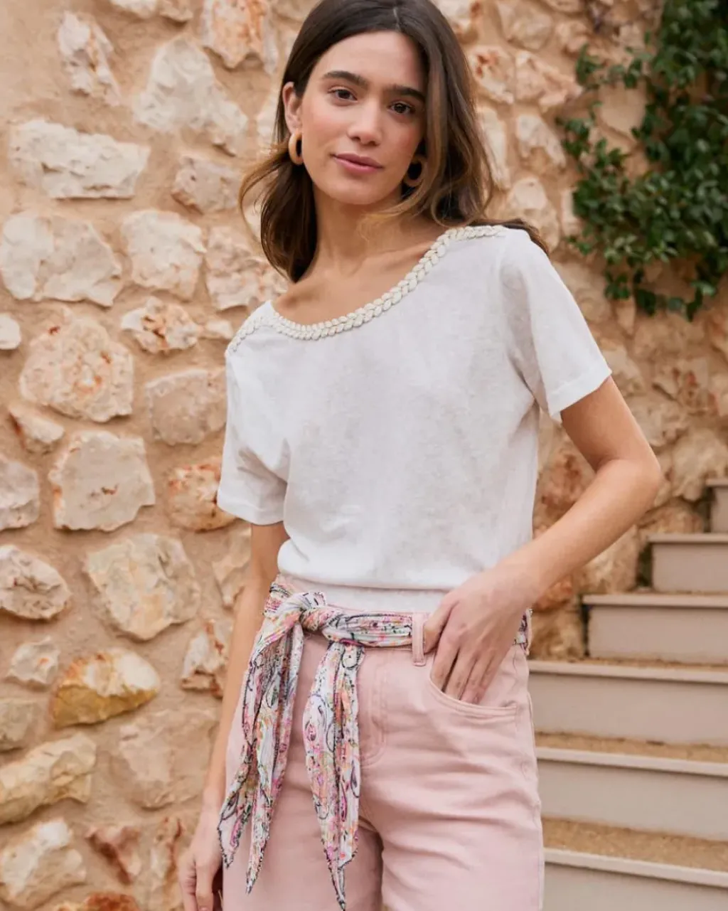 Polin et moi Camisetas Y Tops*Camiseta Trenzado Aubrienne blanco