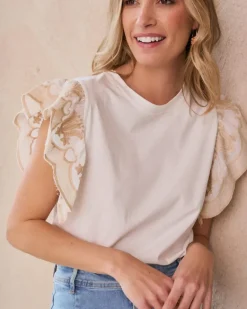 Polin et moi Camisetas Y Tops*Camiseta Volante Luli blanco