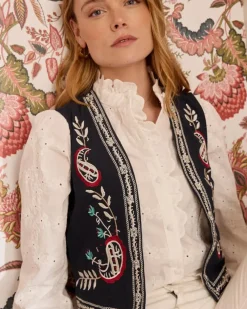 Polin et moi Maternidad|Blazer Y Cazadoras*Chaleco Bordado Abelina Marino