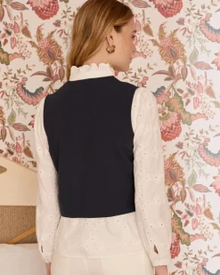 Polin et moi Maternidad|Blazer Y Cazadoras*Chaleco Bordado Abelina Marino