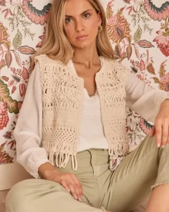 Polin et moi Blazer Y Cazadoras*Chaleco Crochet Sabi Crudo