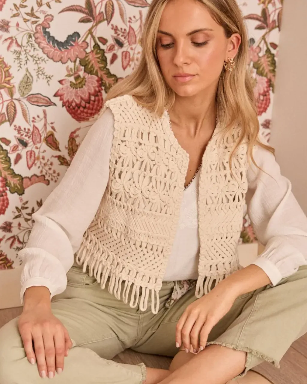 Polin et moi Blazer Y Cazadoras*Chaleco Crochet Sabi Crudo