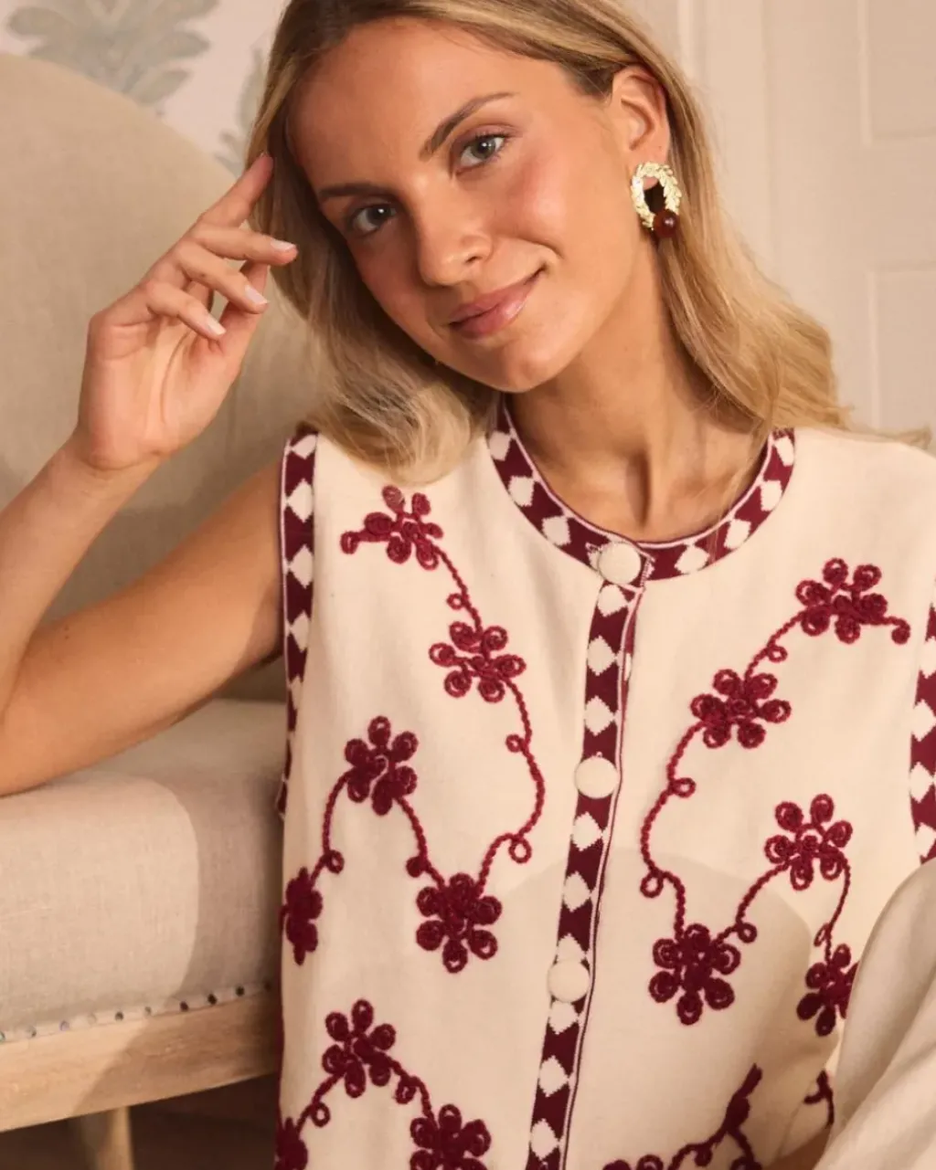 Polin et moi Maternidad|Blazer Y Cazadoras*Chaleco Estampado Zelinda Crudo