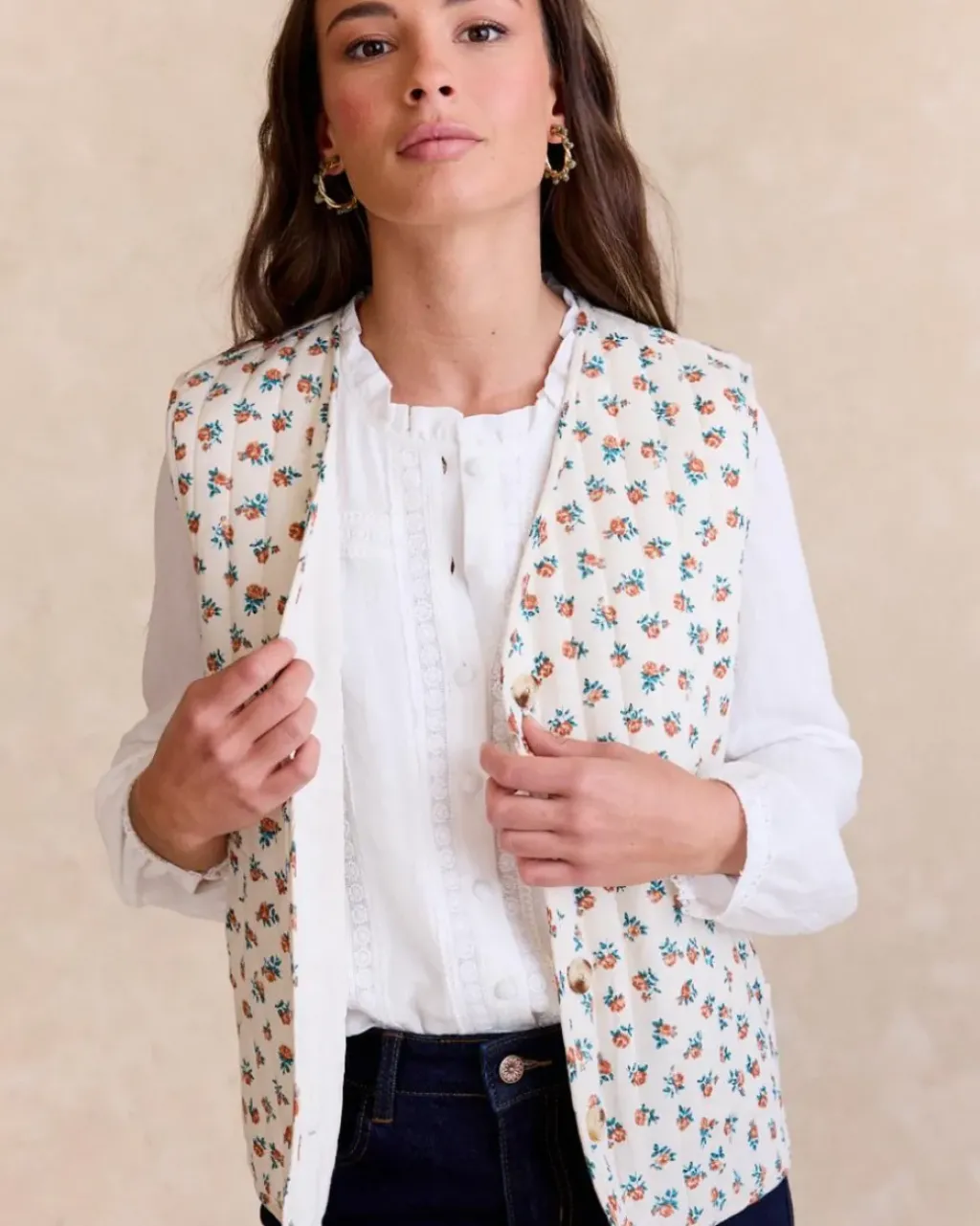 Polin et moi Blazer Y Cazadoras*Chaleco Flores Alina Crudo