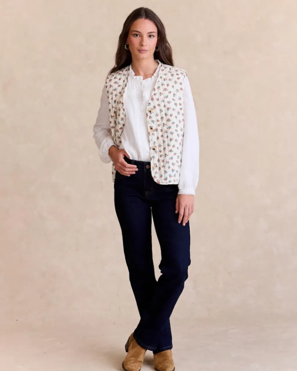 Polin et moi Blazer Y Cazadoras*Chaleco Flores Alina Crudo