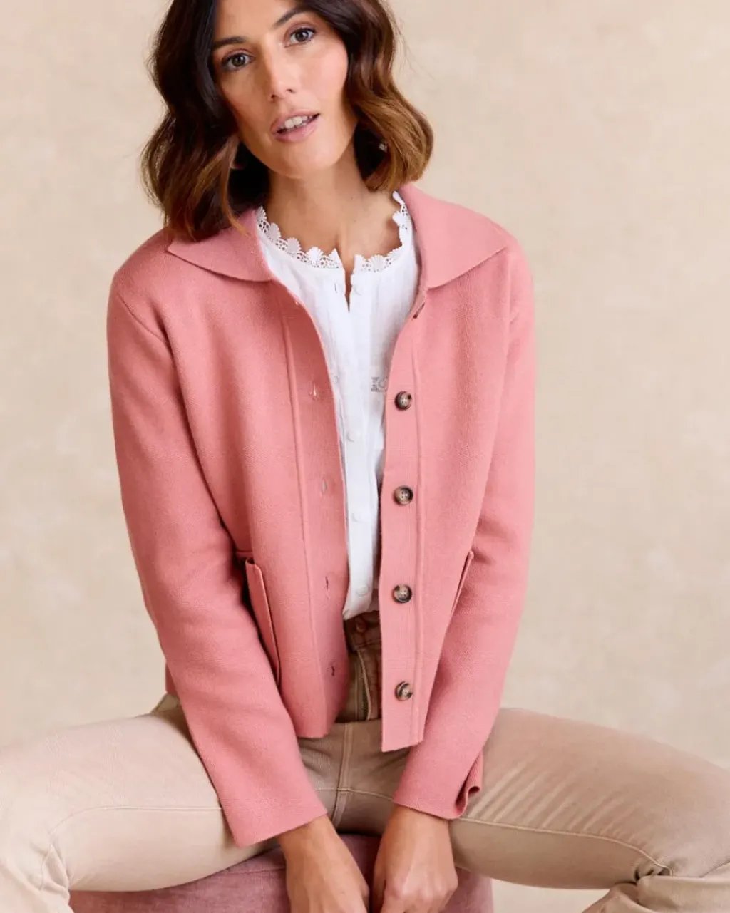 Polin et moi Blazer Y Cazadoras|Punto*Chaqueta Corta Rosa