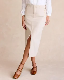 Polin et moi Faldas*Falda Vaquera Botones Laterales beige