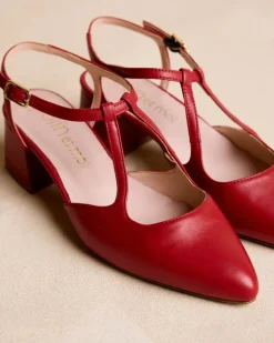 Polin et moi Zapatos De Tacón*Mary Jane Detalles Nyma ROJO