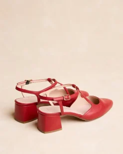 Polin et moi Zapatos De Tacón*Mary Jane Detalles Nyma ROJO