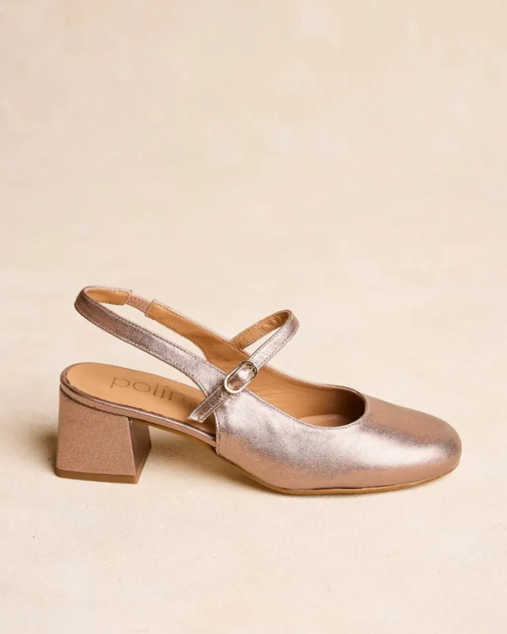 Polin et moi Zapatos De Tacón*Mary Jane Tacón Cesia Bronce