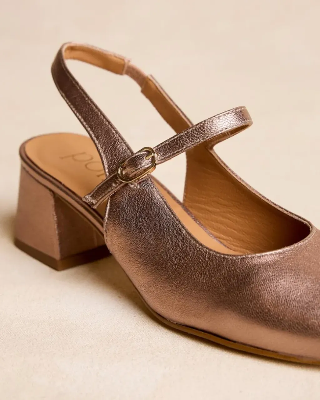 Polin et moi Zapatos De Tacón*Mary Jane Tacón Cesia Bronce