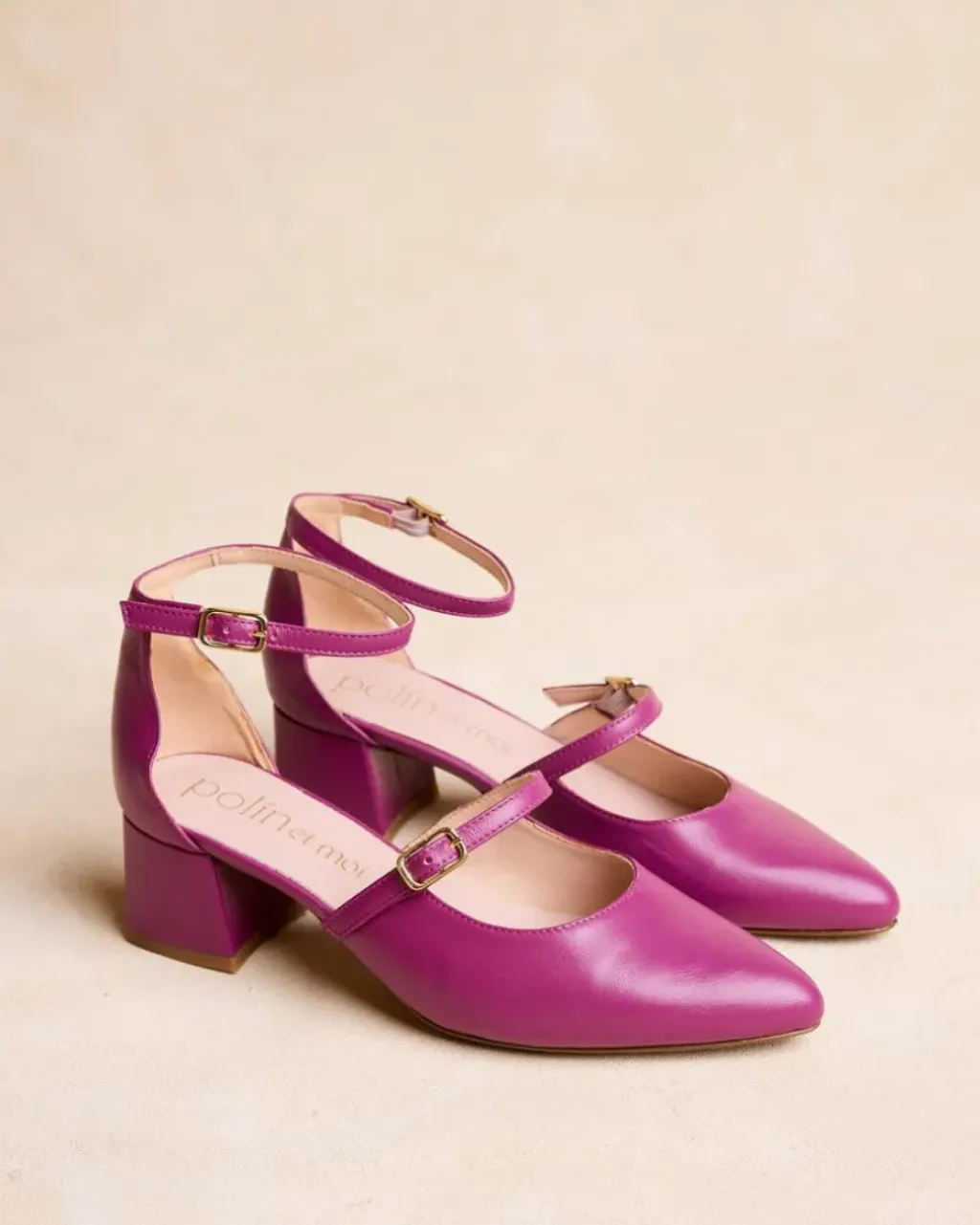 Polin et moi Zapatos De Tacón*Mary Jane Tiras Leena Morado