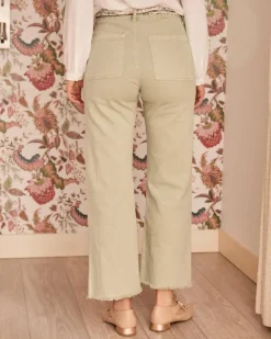 Polin et moi Pantalones*Pantalón Denim Flare Ameline Eucalipto