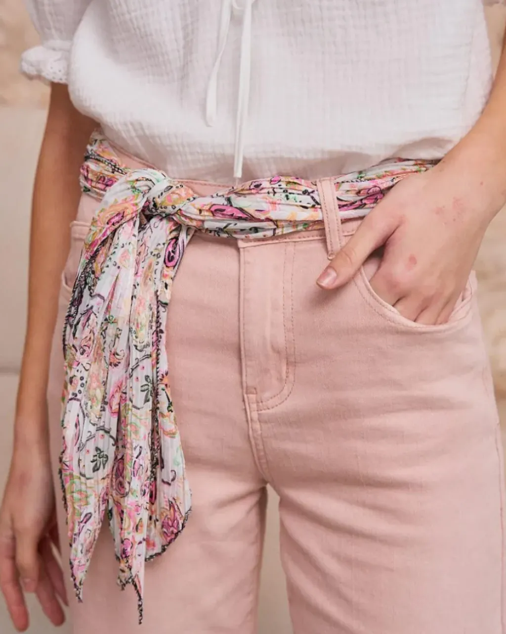 Polin et moi Pantalones*Pantalón Denim Flare Nerine Rosa
