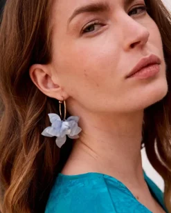 Polin et moi Bisuteria*Pendientes Flor Azul Celeste