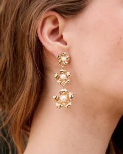 Polin et moi Bisuteria*Pendientes Flor Liana Oro