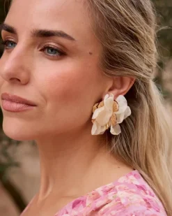 Polin et moi Bisuteria*Pendientes Flor Ludica Crudo