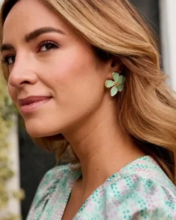 Polin et moi Bisuteria*Pendientes Flor Mint Menta
