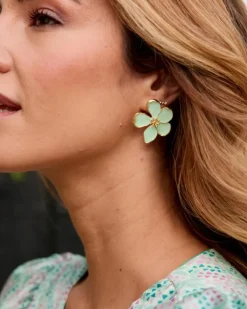 Polin et moi Bisuteria*Pendientes Flor Mint Menta