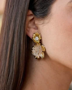 Polin et moi Bisuteria*Pendientes Flor Saphira blanco